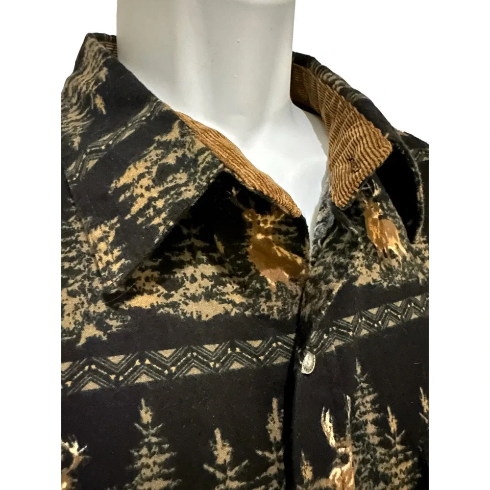 Legendary Whitetails Mens Shirt Deer‎ Brushed Cotton Corduroy Flip Cuff L Tall